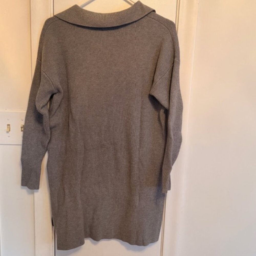 a new day Polo Collared Long Sleeved Gray Sweater Mini Dress- L - Picture 5 of 8